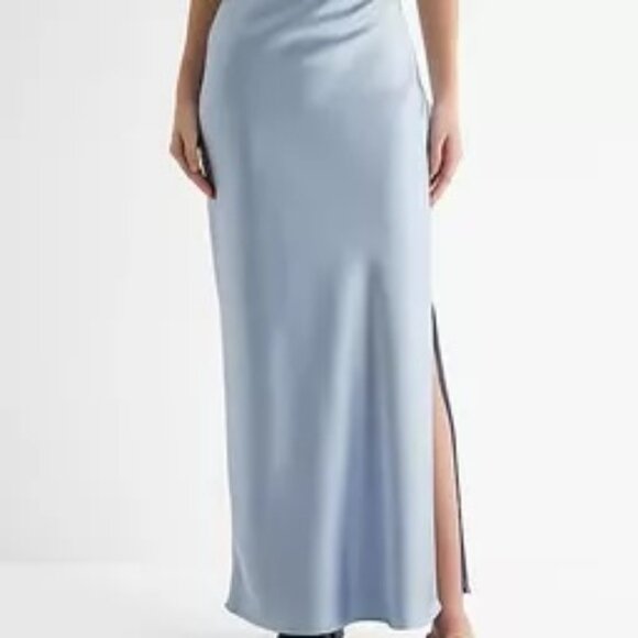 NWT Express High Waisted Satin Side Slit Maxi Skirt Size - Picture 1 of 4